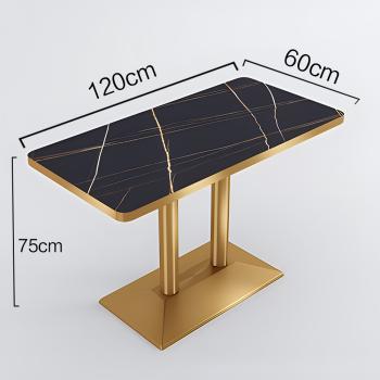 Muxing Langer Tisch, Esstisch, Couchtisch, Kaffeetisch, Bartisch, Schreibtisch, Schwarz Gold, 120 * 60 * 75 cm