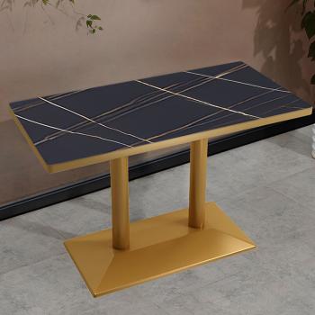 Preview: Muxing Langer Tisch, Esstisch, Couchtisch, Kaffeetisch, Bartisch, Schreibtisch, Schwarz Gold, 120 * 60 * 75 cm