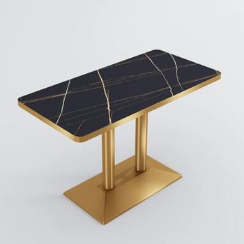 Muxing Langer Tisch, Esstisch, Couchtisch, Kaffeetisch, Bartisch, Schreibtisch, Schwarz Gold, 120 * 60 * 75 cm