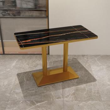 Preview: Muxing Langer Tisch, Esstisch, Couchtisch, Kaffeetisch, Bartisch, Schreibtisch, Schwarz Gold, 120 * 60 * 75 cm