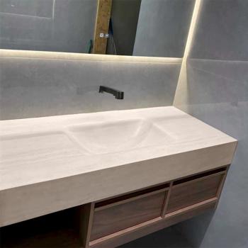 MuXing Waschbecken Waschtisch-Set mit LED-Spiegel und Schränk, Spüle ohne Armaturloch【RW016】