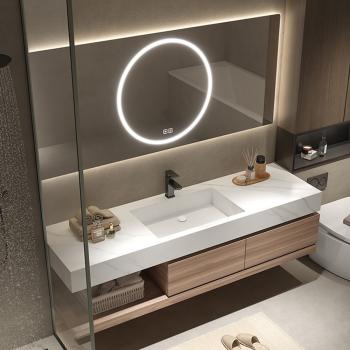 Muxing Waschbecken mit schublade Ablage Waschtisch LED Spiegel Badezimmerspüle