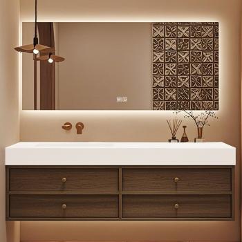 Preview: Muxing Waschbecken-Set Waschtisch Moderner Waschbecken-Unterschrank LED Spiegel mit Schublade 【C152】