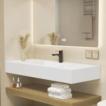 Preview: MuXing Waschbecken Set – Keramik-Waschbecken, LED-Spiegel mit Anti-Beschlag, wandhängend, mit Stauraumregal【C458】