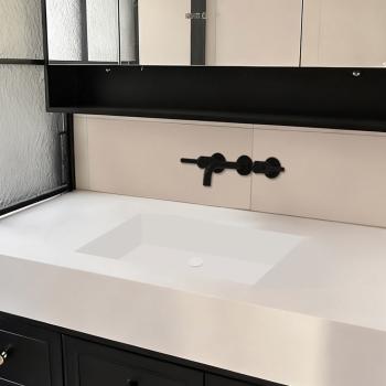 Muxing Badezimmermöbel-Set Keramik Waschbecken LED-Spiegelschrank Waschbecken mit Schublade und Ablage【CK30】