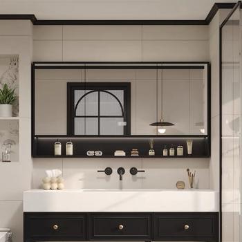 Preview: Muxing Badezimmermöbel-Set Keramik Waschbecken LED-Spiegelschrank Waschbecken mit Schublade und Ablage【CK30】