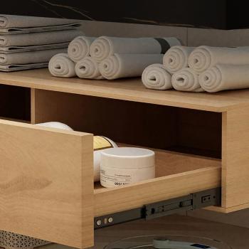 Muxing Waschbecken Badezimmermöbel-Set Keramik Waschbecken Hänge Waschbecken mit LED Spiegel und Schublade【HT72】