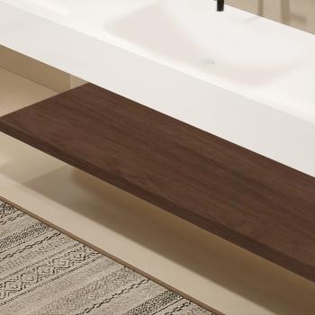 Preview: Muxing Waschbecken-Set Thermogeformtes Waschbecken LED-Spiegel mit Streifenlicht Badezimmer Waschbecken mit Ablage【R344】