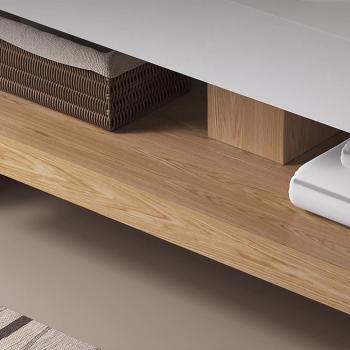 Preview: Muxing Thermogeformtes Waschbecken Badezimmer Set Waschtisch Waschbecken mit LED-Spiegel und Ablage【R557】