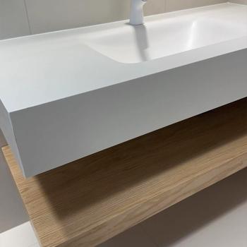 Muxing Thermogeformtes Waschbecken Badezimmer Set Waschtisch Waschbecken mit LED-Spiegel und Ablage【R557】