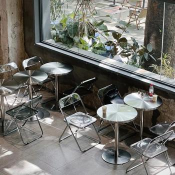 Muxing Gastronomiemöbel Bar Cafe Edelstahl Gastronomietisch Kleiner Rundtisch Esstisch Bistrotisch runder Tisch