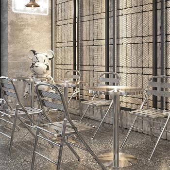 Muxing Gastronomiemöbel Bar Cafe Edelstahl Gastronomietisch Kleiner Rundtisch Esstisch Bistrotisch runder Tisch