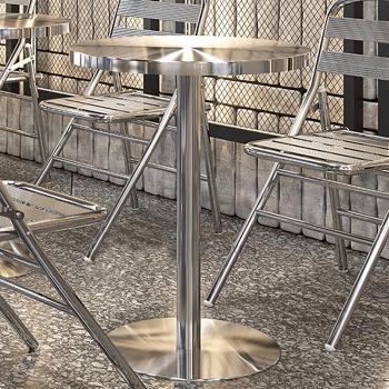 Muxing Gastronomiemöbel Bar Cafe Edelstahl Gastronomietisch Kleiner Rundtisch Esstisch Bistrotisch runder Tisch