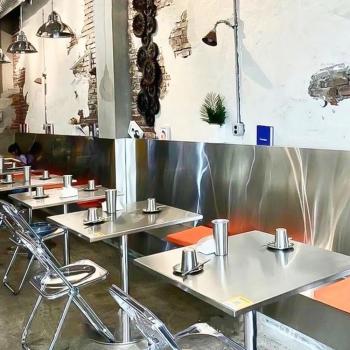 Muxing Gastronomiemöbel Bar Cafe Edelstahl Gastronomietisch Kleiner Rundtisch Esstisch Bistrotisch runder Tisch