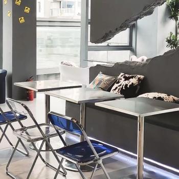 Muxing Gastronomiemöbel Bar Cafe Edelstahl Gastronomietisch Kleiner Rundtisch Esstisch Bistrotisch runder Tisch