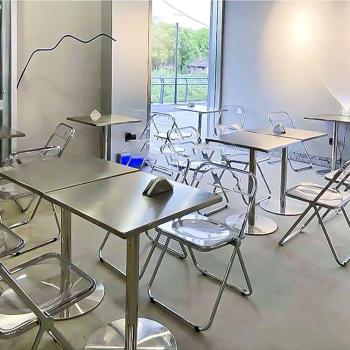 Muxing Gastronomiemöbel Bar Cafe Edelstahl Gastronomietisch Kleiner Rundtisch Esstisch Bistrotisch runder Tisch