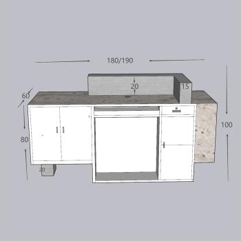 Muxing Theke, kommerzieller Empfangstresen, Metallstruktur, graue Steinoptik-Oberfläche, geeignet für Café, Geschäft, Empfang【DLSA】
