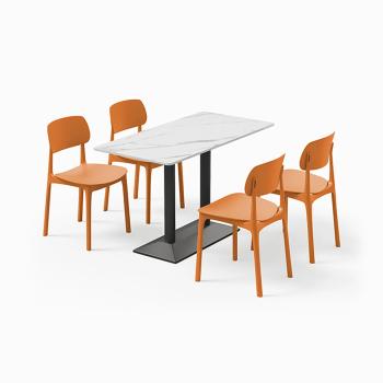 Preview: MuXing Gastronomiemöbel Esszimmertisch Esstisch Küchentisch für Esszimmer Wohnzimmer tisch Bistrotisch Keramik weißschwarz1