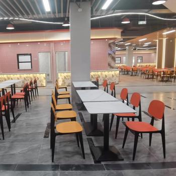 MuXing Gastronomiemöbel Esszimmertisch Esstisch Küchentisch für Esszimmer Wohnzimmer tisch Bistrotisch Keramik weißschwarz1