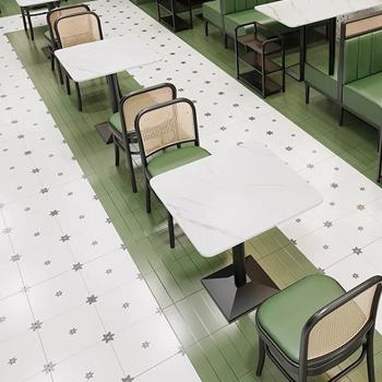 MuXing Gastronomiemöbel Esszimmertisch Esstisch Küchentisch für Esszimmer Wohnzimmer tisch Bistrotisch Keramik weißschwarz1