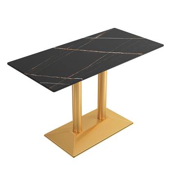 Preview: Muxing Gastronomiemöbel Esszimmertisch Esstisch Küchentisch für Esszimmer Wohnzimmer tisch Keramik Bistrotisch schwarzgold2