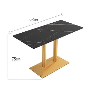 Muxing Gastronomiemöbel Esszimmertisch Esstisch Küchentisch für Esszimmer Wohnzimmer tisch Keramik Bistrotisch schwarzgold2