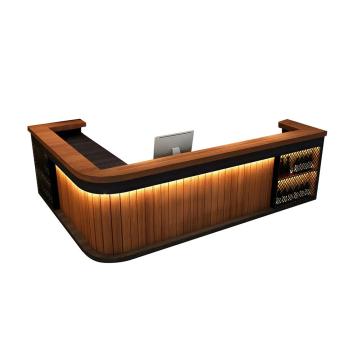 Muxing Maßanfertigung Bartisch Bar-Tresen Eckbartresen Gastronomie-Theke Restaurant-Bar Empfangstresen Braun