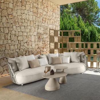 Preview: MuXing Geflochtenes Outdoor-Sofa 2er-Set – mit zwei 3-Sitzer Ecksofas, geeignet für Garten, Hof und Balkon, Beige