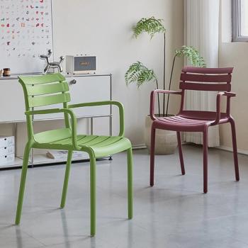 Preview: Muxing 4er-Set,Stapelbarer Esszimmerstuhl, Haushaltsstuhl, Stuhl mit Armlehnen, Gartenstuhl, Relaxstuhl,  52×44×85 cm  /SUL52HW/