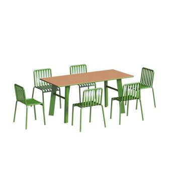 Muxing Gartenmöbelgarnitur,Gartenmöbelset 7tlg,Outdoor Essgruppe Tisch und Stuhlkombination Set,Set aus einem Tisch 160x80x75cm und 6 Stühlen Grün /YZLY6/