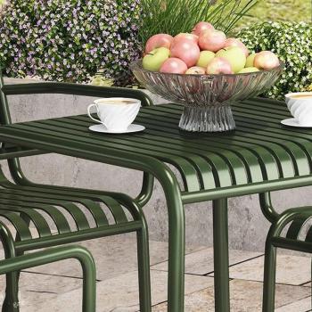 Preview: MuXing Gartenmöbel Tisch- und Stuhlset – Outdoor Eisenmöbel, geeignet für Gartenrestaurants, Cafés und andere Außenbereiche, grün