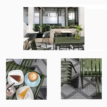 MuXing Gartenmöbel Tisch- und Stuhlset – Outdoor Eisenmöbel, geeignet für Gartenrestaurants, Cafés und andere Außenbereiche, grün