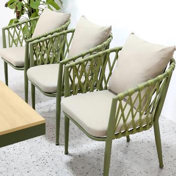 Preview: Muxing Garten-Sitzgruppe,mit tisch & 6 Stühle, Outdoor Essgruppe,wetterfest,Sitzkissen,für den Außenbereich Grün