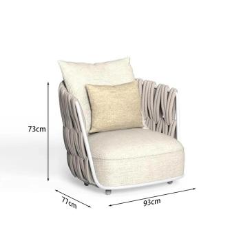 MuXing Geflochtenes Outdoor-Sofa 3er-Set mit 1-Sitzer, schrägem Ecksofa & 3-Sitzer Ecksofa, geeignet für Garten, Hof und Balkon, Beige