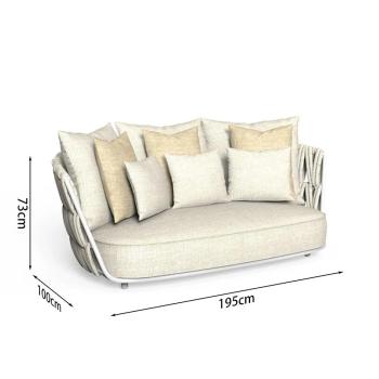 MuXing Geflochtenes Outdoor-Sofa 3er-Set mit 1-Sitzer, schrägem Ecksofa & 3-Sitzer Ecksofa, geeignet für Garten, Hof und Balkon, Beige