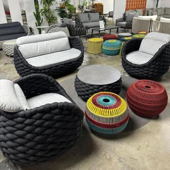 Preview: Muxing Outdoor-Sofa-Set – mit Couchtisch, 2 Dreisitzern & 2 Einzelsesseln, wetter- und sonnenschutzbeständig, ideal für Garten, Terrasse und Balkon
