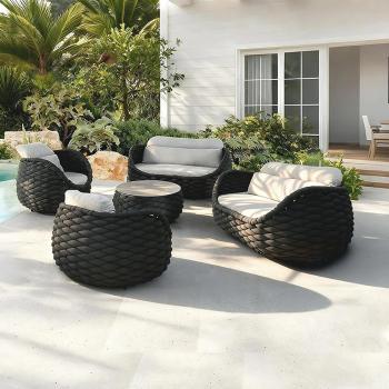 Preview: Muxing Outdoor-Sofa-Set – mit Couchtisch, 2 Dreisitzern & 2 Einzelsesseln, wetter- und sonnenschutzbeständig, ideal für Garten, Terrasse und Balkon