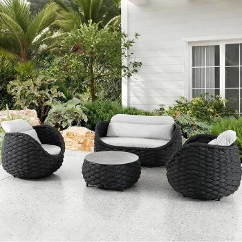 Muxing Outdoor-Sofa-Set – mit Couchtisch, 2 Dreisitzern & 2 Einzelsesseln, wetter- und sonnenschutzbeständig, ideal für Garten, Terrasse und Balkon