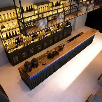 Preview: Muxing Theke Maßanfertigung Kasse Großer Kassentisch Bartheke Bartisch Bar Empfangstheke Schwarz