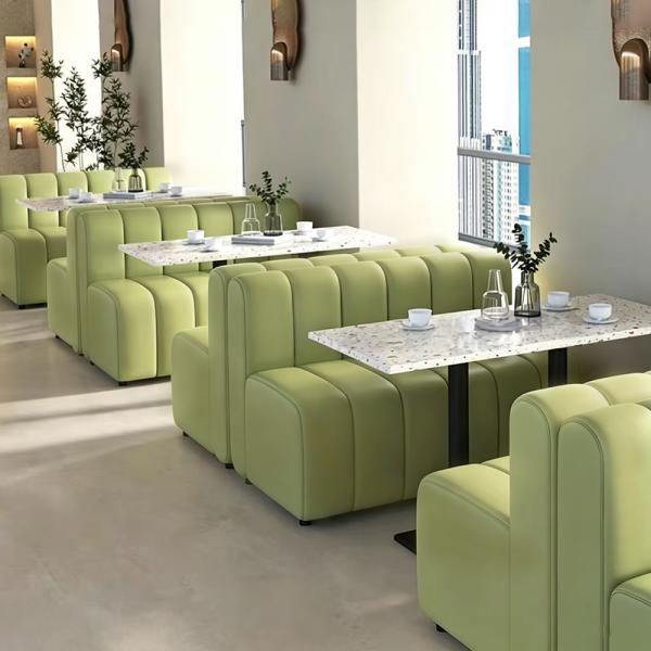Muxing Gewerbesofa Gastro-Sofa Sitzbank, gepolsterte Restaurantbank für Café Bar Bistro Hotel Empfangsbereich, Hellgrün, 120 × 70 × 80 cm 【1076】