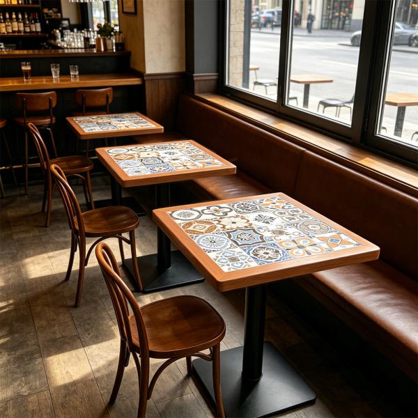 Muxing Gewerblicher Café-Tisch, quadratischer Restauranttisch, Bistrotisch Esstisch für Café, Bar, Bistro, Küche und Gastronomie 70 × 70 × 75 cm 【HUA-F70-】