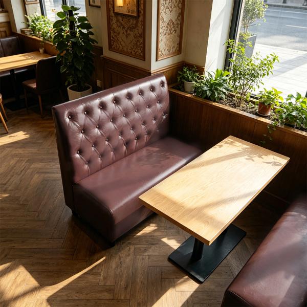 Muxing Gastronomiemöbel Stuhl Sofa Sitzbank, Dinerbank Restaurantbank für Café Bar Bistro Hotel, gepolsterte Sitzmöbel, Braun 120 × 65 × 105 cm 【Y-03KAFEI】