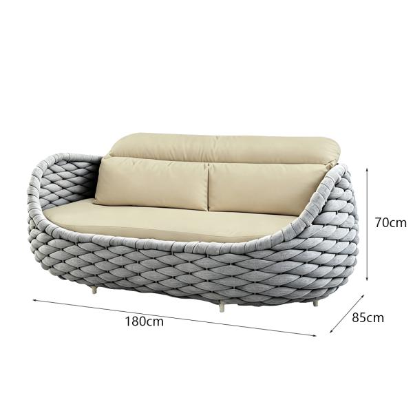Muxing Gartenlounge Set 4-teilig mit 2 Einzelsesseln, Dreisitzer-Sofa und Couchtisch, Wasserabweisend, Ideal für Garten, Terrasse und Hof