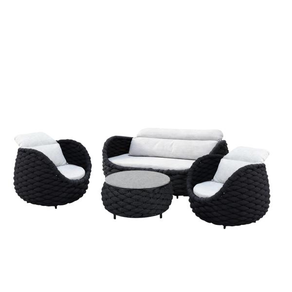 Muxing Gartenlounge Set 4-teilig mit 2 Einzelsesseln, Dreisitzer-Sofa und Couchtisch, Wasserabweisend, Ideal für Garten, Terrasse und Hof