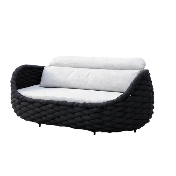 Muxing Gartenlounge Set 4-teilig mit 2 Einzelsesseln, Zweisitzer-Sofa und Couchtisch, Wasserabweisend, Ideal für Garten, Terrasse und Hof, Schwarz