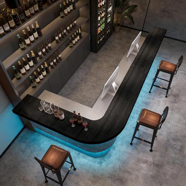 Muxing Eckbartresen Bar Theke Schanktheke Empfangstresen Industriestil-Bar Maßanfertigung Bartisch【LGSN ZJ60】