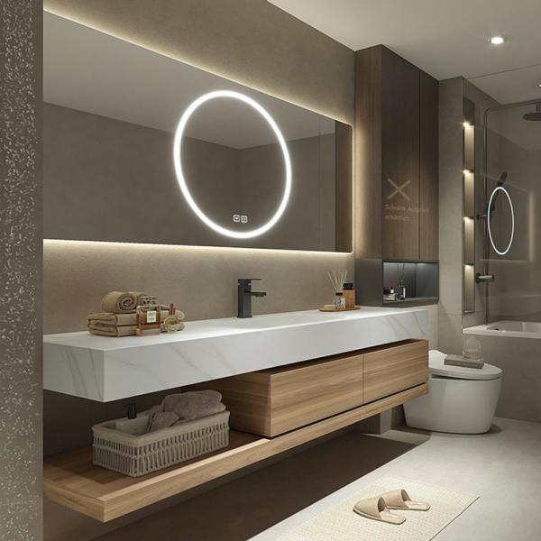 Waschbecken aus Sinterstein mit Schrank und LED-Spiegel für das Badezimmer 【RW2032-K】