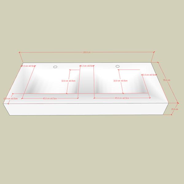 Muxing Waschbecken aus Sinterstein Waschbecken Doppelspüle Spüle mit zwei Becken Waschtisch-Set mit LED-Spiegel und Schränk【RW3318】
