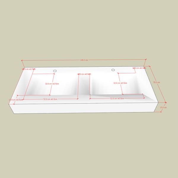 Muxing Waschbecken aus Sinterstein Waschbecken Doppelspüle Spüle mit zwei Becken Waschtisch-Set mit LED-Spiegel und Schränk【RW3318】