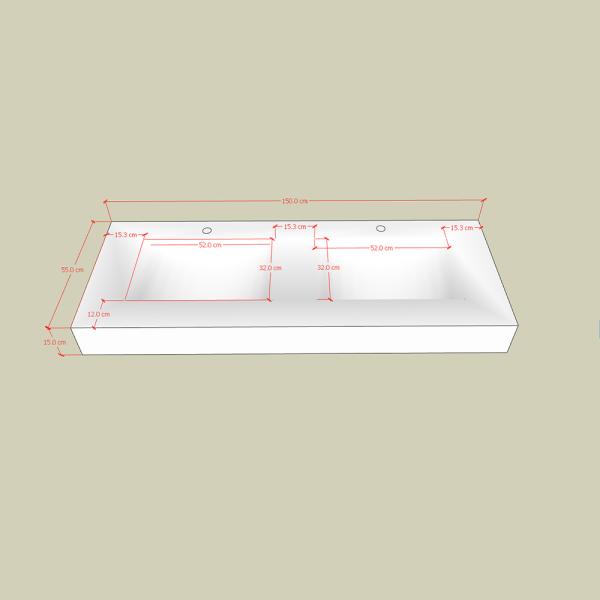 Muxing Waschbecken aus Sinterstein Waschbecken Doppelspüle Spüle mit zwei Becken Waschtisch-Set mit LED-Spiegel und Schränk【RW3318】